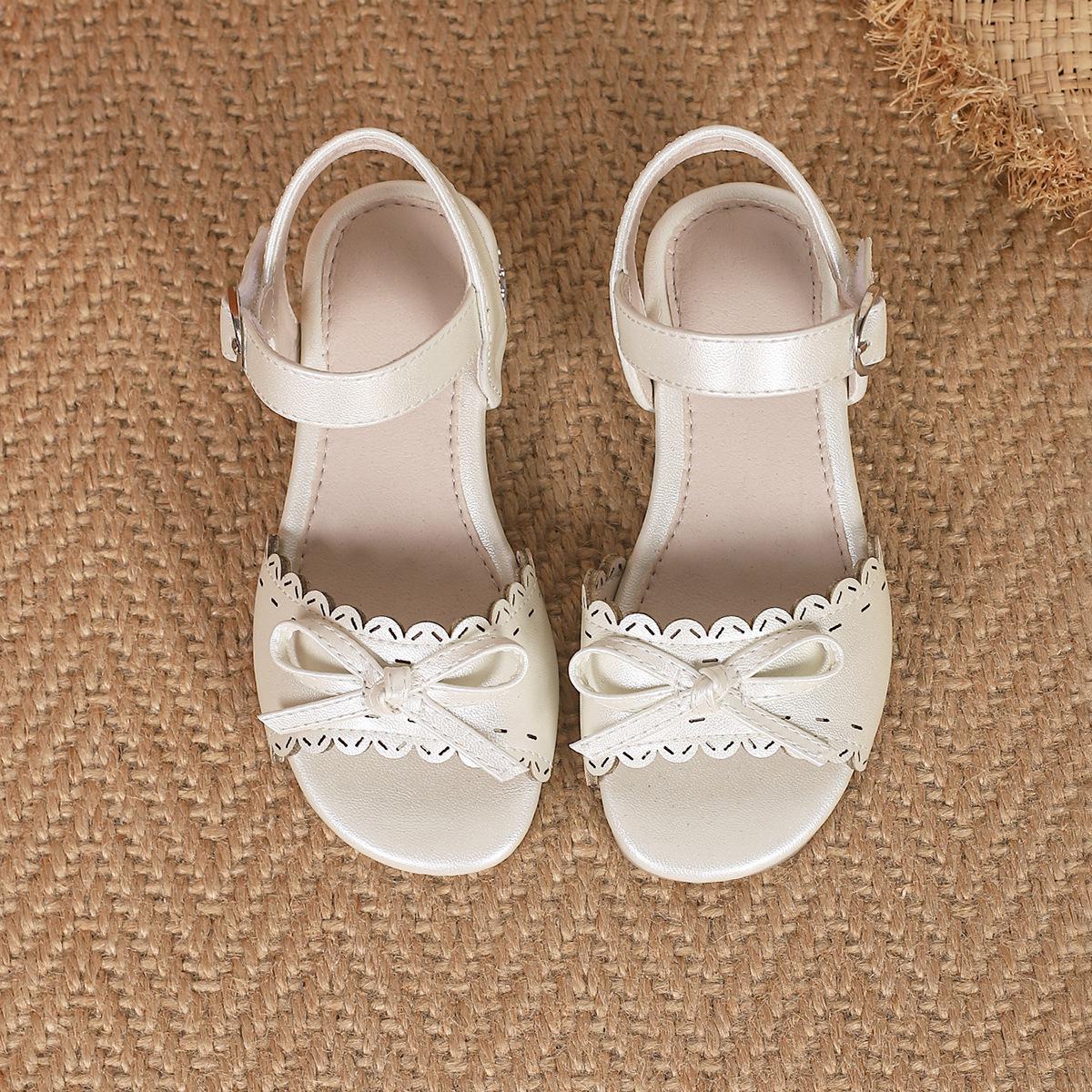 Sweet Girl White Bow Non-Slip Soft Sole Princess Sandals 27 белый