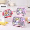 Cartoon Portable Bento Lunch Box with Stainless Steel Bowl & Cutlery for Students & Office Workers