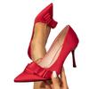 Huizhou 2025 women's shoes red high heels bow stiletto high heel fashion party pointed high heels