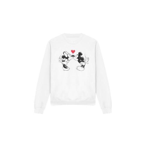 Disney Unisex Adult Mickey & Minnie Mouse Kiss Sketch Valentine`s Day Sweatshirt