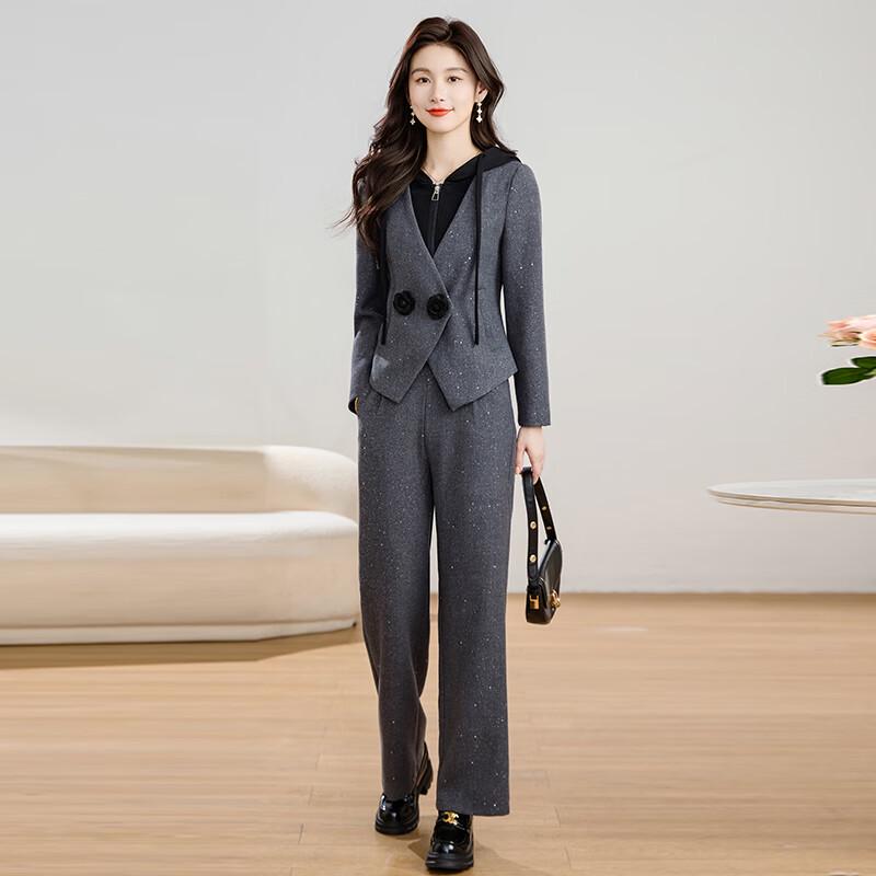 Kobel Women s Casual Hooded Faux Two-Piece Set XL