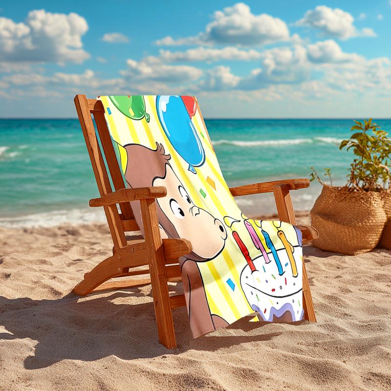 1pc Curious George (6) Beach Towel, Comfortable and Thick, and Swimming/Bath/Picnic/Camping Towel, Suitable for Seaside Beaches