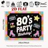2D Black Base Colorful Geometric Border I Love 80s Retro Hip Hop Birthday Photography Backdrop