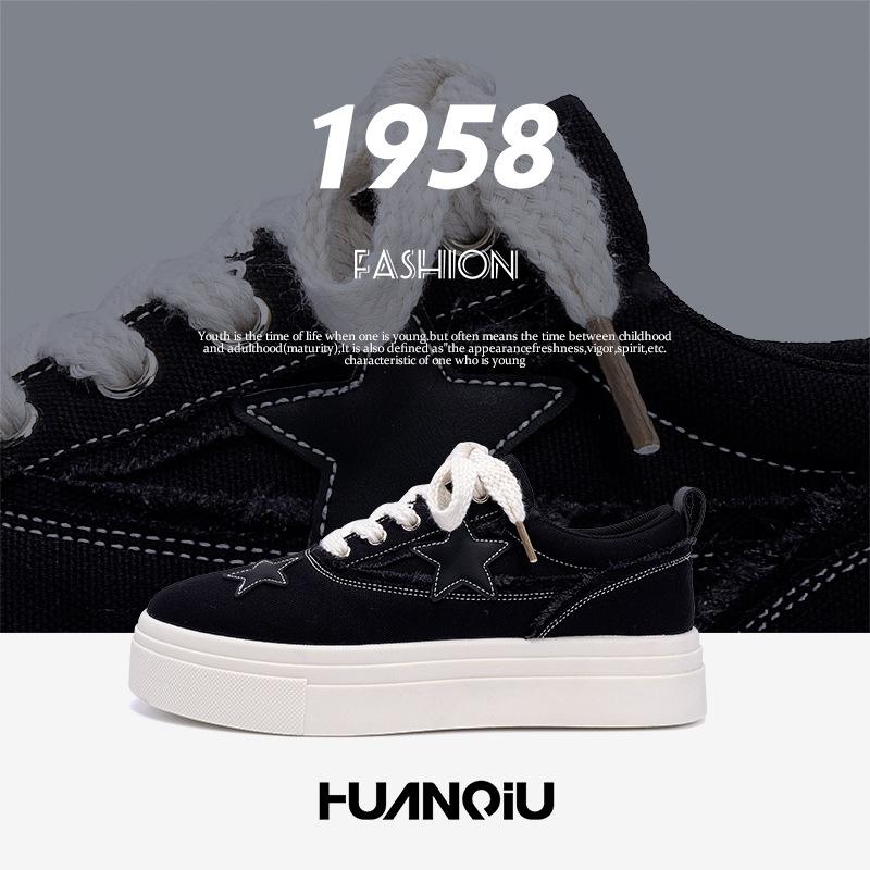 Global Casual Board Shoes Men's ZHQ-HY836 Spring Black Men's Shoes Trend Versatile Men's Platform Canvas Shoes Men