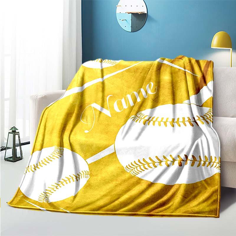 Yellow Ball Customize Your Name Blanket Used For Chair Office Sofa Bed Camping Soft And Warm Giving Friends And Relatives Birthday Graduation Gift