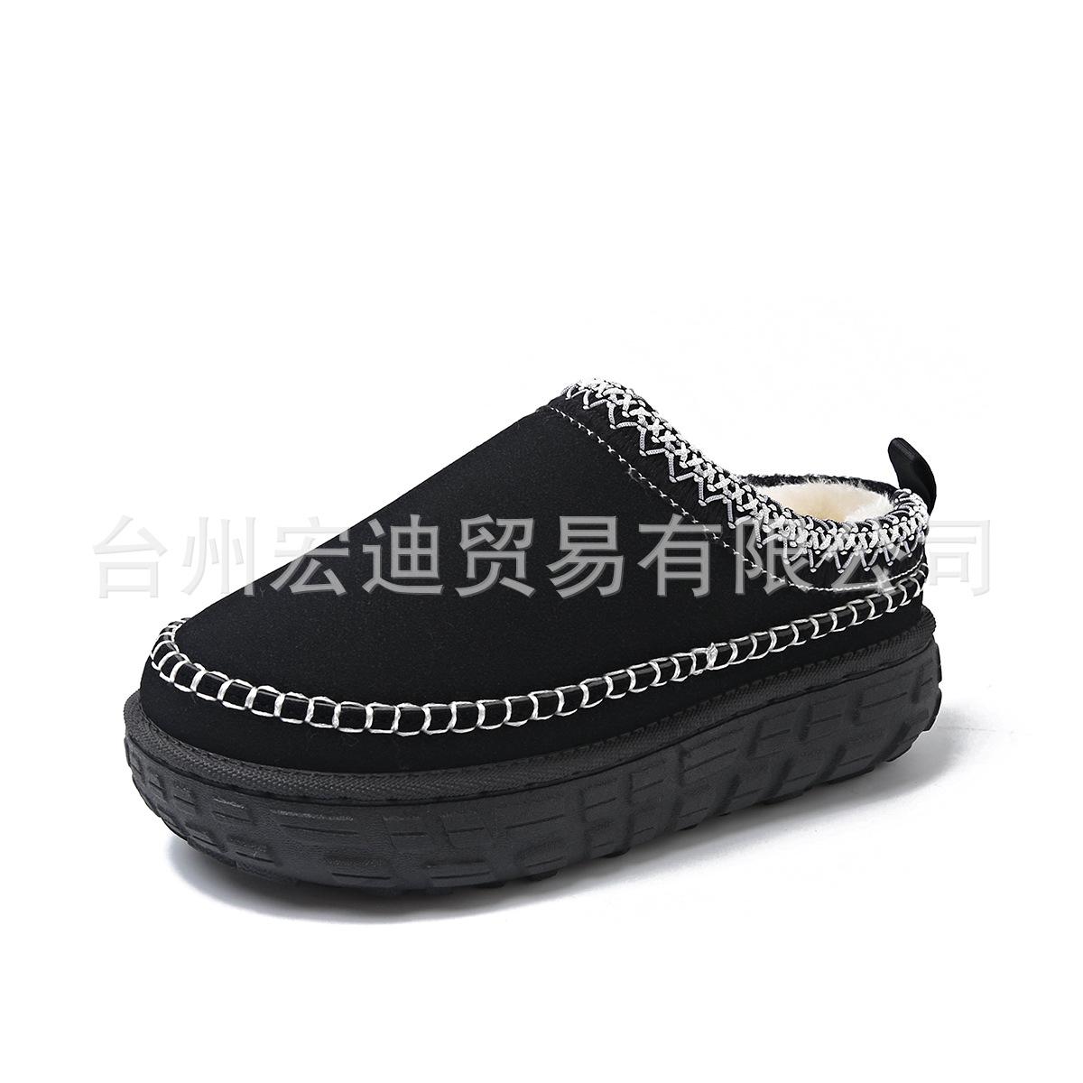 

Large size half-drag snow boots women s autumn and winter velvet thickened warm lace one pedal heightening women s shoes 36 чорний