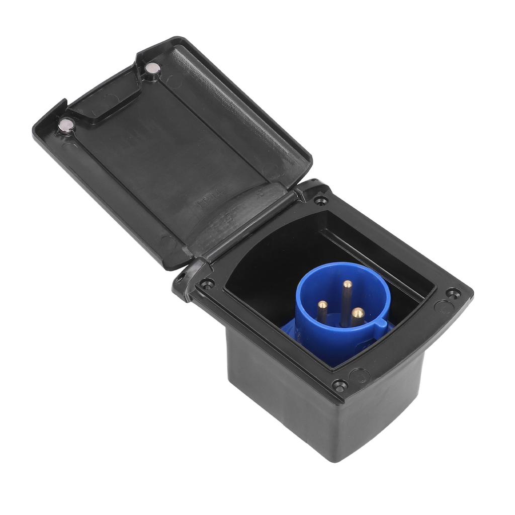 32A 220V‑250V RV External Power Outlet Box 3 Pin Plug Socket Waterproof Embedded Mounting for Campers Trailer