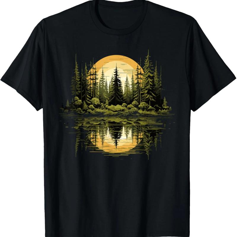 Trees Nature Mountains Adventure Outdoor Wildlife Forest T-Shirt Graphic T Shirts Print on Demand Camisas Streetwear