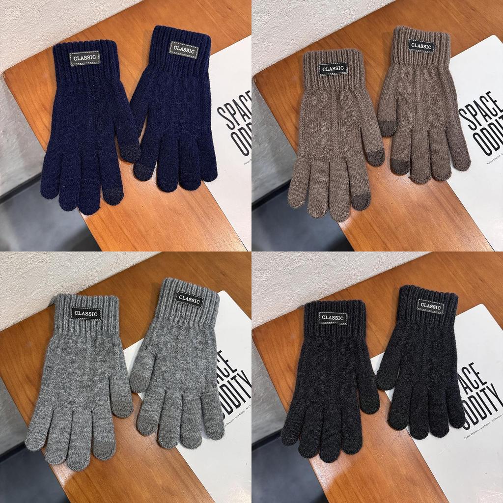 Handgestrickte Touchscreen-Handschuhe für Herren Winterwärme Mit gemustertem Design Für Freizeitkleidung