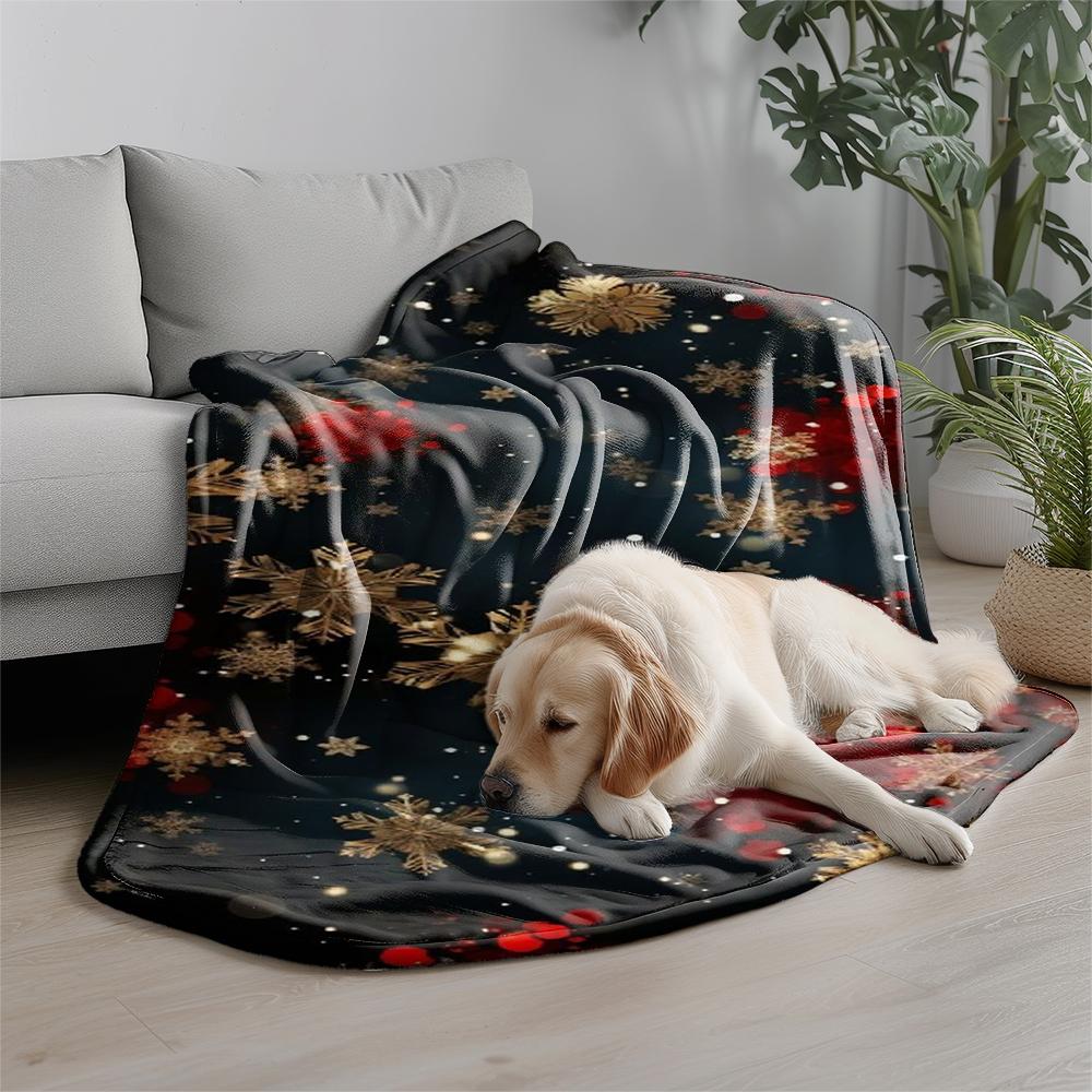 Snowflake Red Bokeh Microfiber Flannel Cover Blanket Bedroom Living Room Sofa Soft And Comfortable Home Decoration