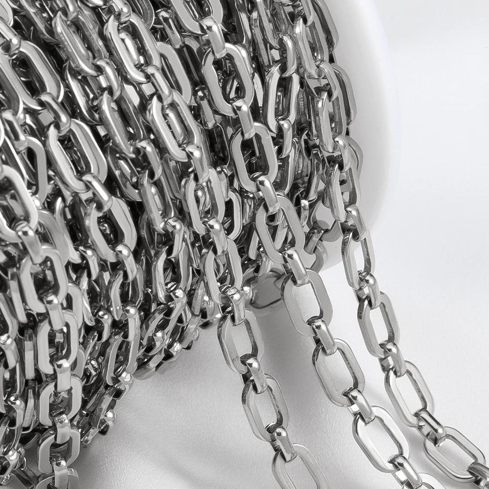 No Fade 1M Stainless Steel Cuban Keel Figaro Chain for Needlework DIY Chunky Necklace Bracelet Jewelry Making Materials Supplies