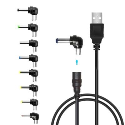 USB 5V į DC9V12V maitinimo laidas maršrutizatoriams, garsiakalbiams, kameroms, įkrovimo laidas su 8 keičiamais antgaliais
