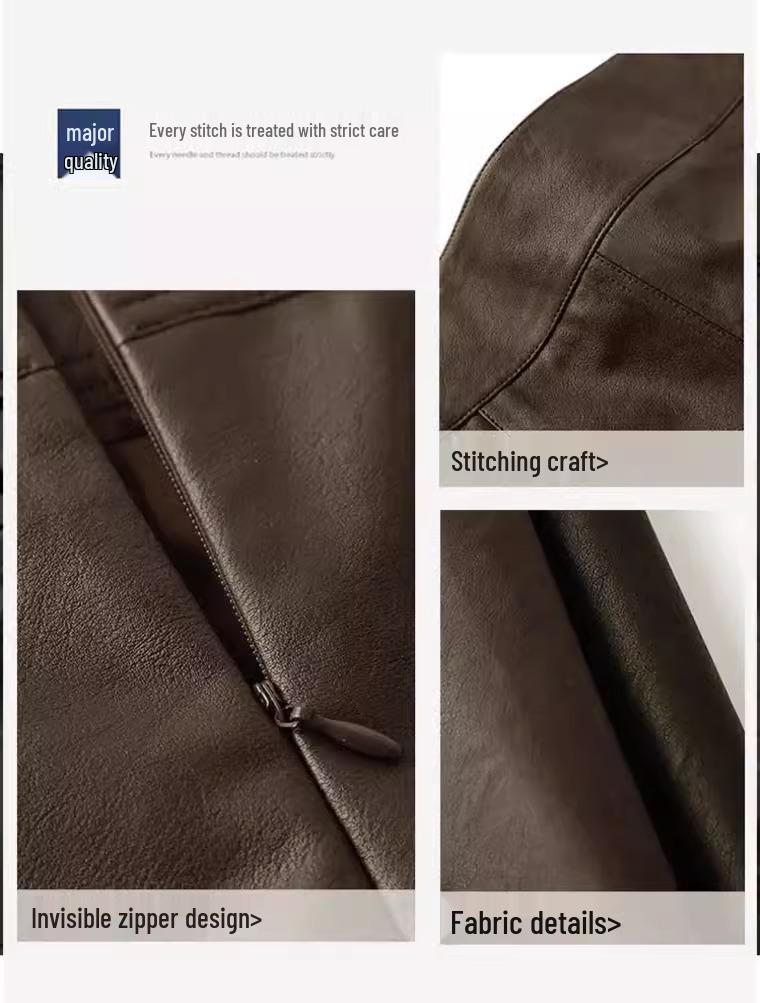 Damen A-Linien Minirock aus PU-Leder mit hoher Taille, Kaffeefarben, Herbst/Winter 2024