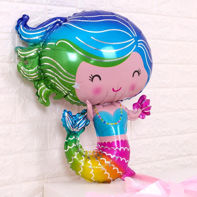 Cartoon Smiling Mermaid Ocean Theme Aluminum Foil Balloon for Birthday Party Decoration