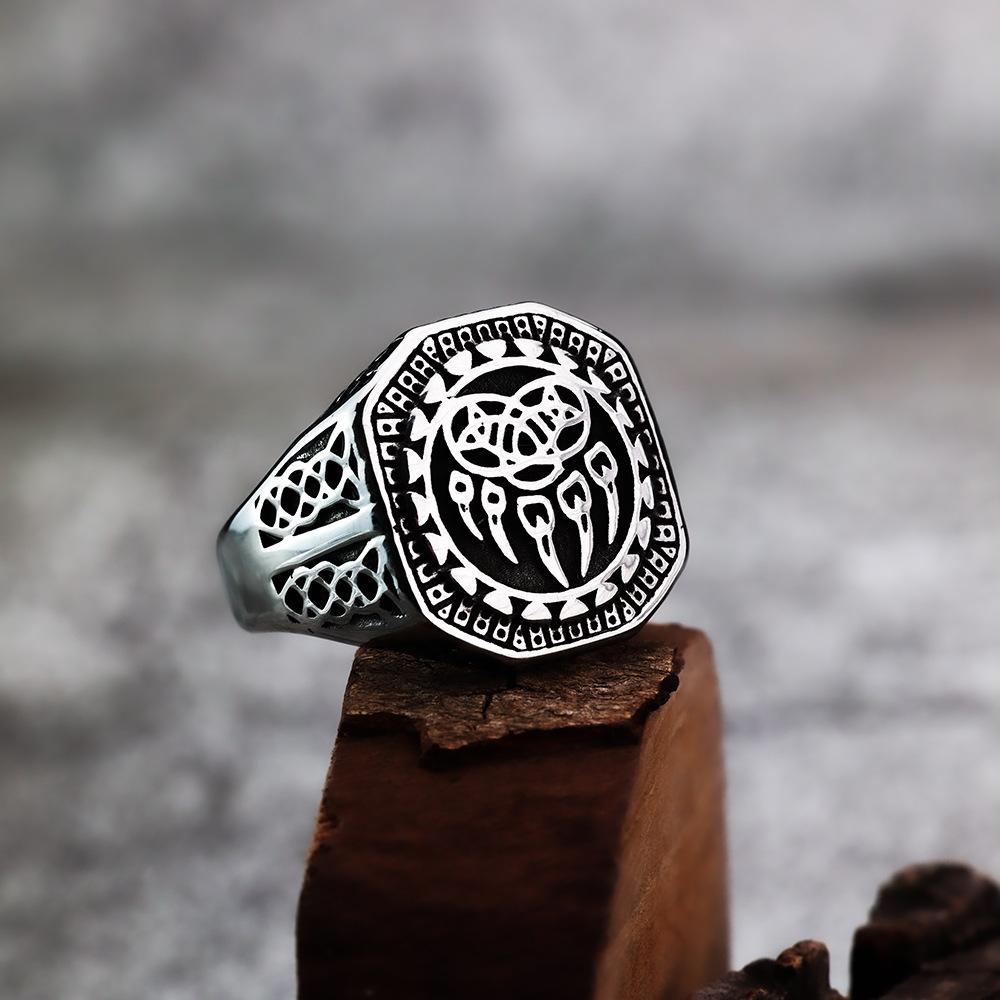 Anello da Uomo Viking Style Artiglio d'Orso Celtico Acciaio Titanio Massiccio Accessorio di Moda
