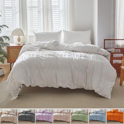 Bohemian Style Solid Color Quilt Cover Sets Skin Safe Non-Irritating Bedding Soft & Durable Classic Style for Bedroom Decoration