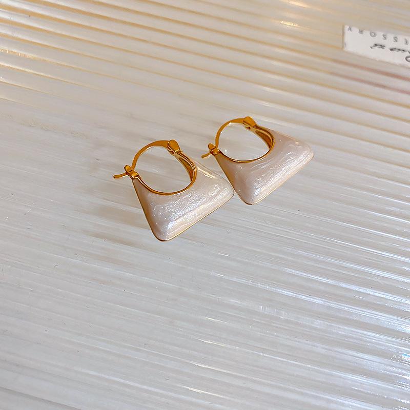 Real Gold Electroplated Silver Needle Oval Drip Earrings, a Niche Two-wear Stud Earrings, Light Luxury and High-end Earrings for Women