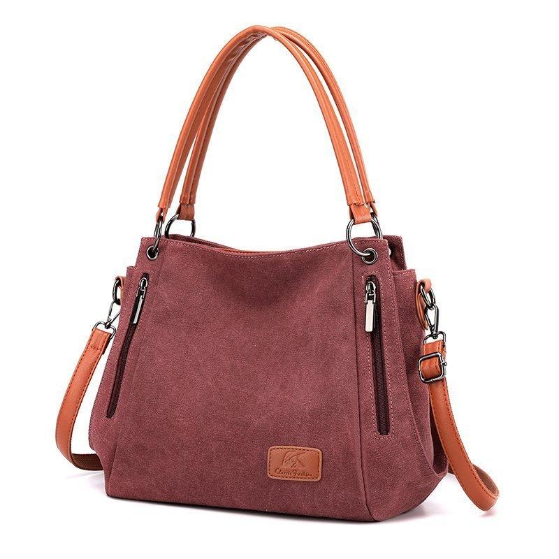 New Women Bag Canvas Shoulder Bag Fashion Solid Color Crossbody Bag Large Capacity Trendy Casual Lightweight Tote Bag