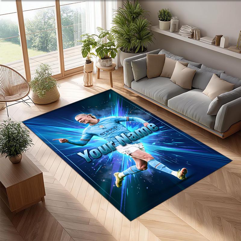 Erling Haaland Printed Crystal Velvet Rug Non‑Slip Crystal Velvet Carpet For Sofa Bedroom Indoor Home Decoration