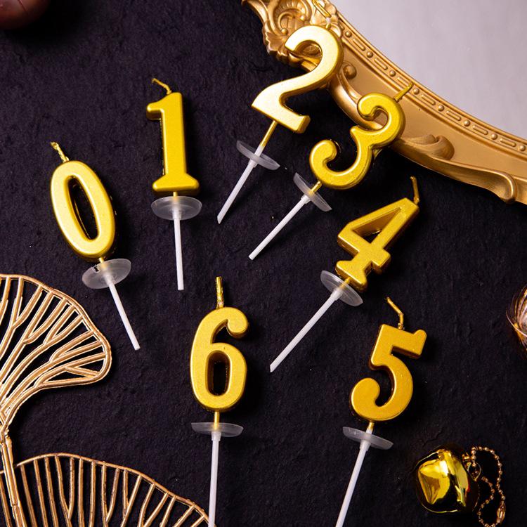 Gold Number Birthday Candles for Baby's First Birthday Cake Decoration Party Dessert Toppers