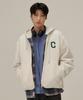 C Logo Collarless Sherpa Jacket Ivory