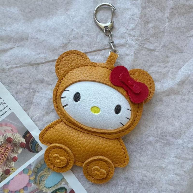 Милый мультяшный кожаный брелок Hello Kitty Каваи кошка Креативный кулон Подвеска для рюкзака Украшение Аксессуары Подарки