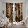 2pcs HD Harvest Festival Sunflower Garland Wooden Door Pumpkin Curtain Yellow Tie Digital Printed Curtain Home Decor Style De