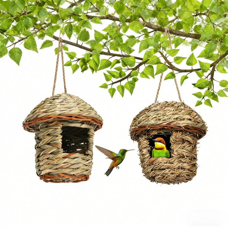 Outdoor Ecological Handmade Straw Parrot Bird Nest Creative Birdcage Ornament Supplies Garden Decoration Birdhouse Pastoral Styl