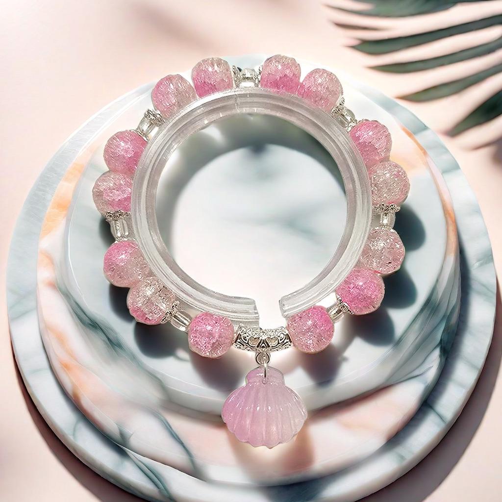Braccialetto in Vetro Fiore Esplosione Fantasy da 10 mm: Ciondolo Farfalla Colore Degradé Design di Nicchia per Donne e Migliori Amiche.