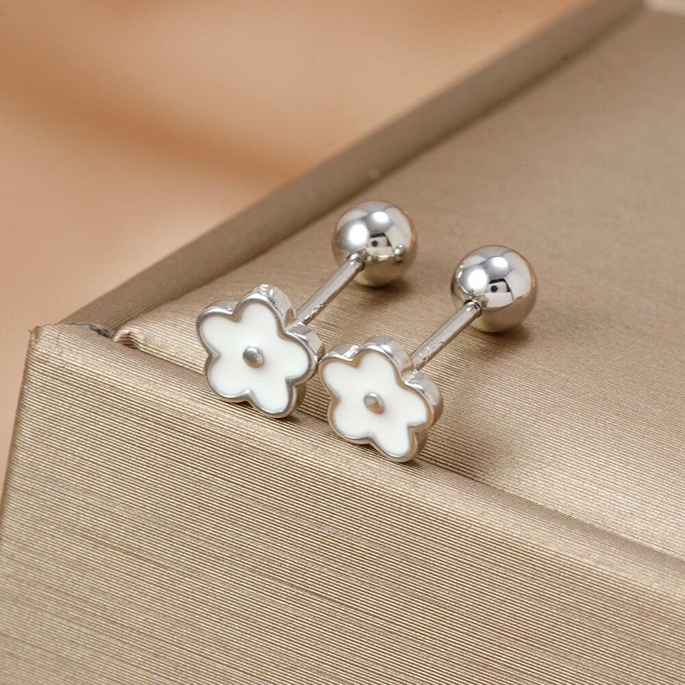 

Модные серьги-гвоздики из нержавеющей стали с глазурью и цветком, винты, серьги-гвоздики для женщин, дочерей и девочек, спираль для пирсинга козелка, хряща, ювелирные изделия, подарки