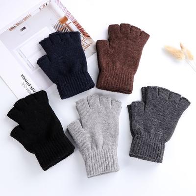 Women Stretchy Cashmere Wool  Knitted Typing/Texting Gloves Half Finger Gloves Fingerless Gloves