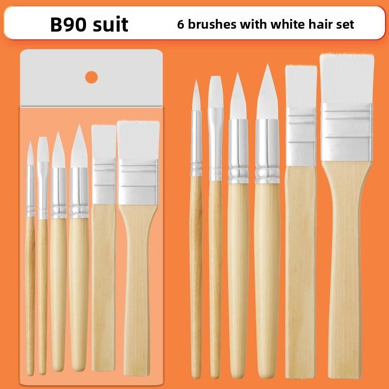 

Набор из 6 многофункциональных деревянных кистей с короткой ручкой для масла, кисти из нейлона, акриловые акварельные ручки, художественные краски, принадлежности для рисования