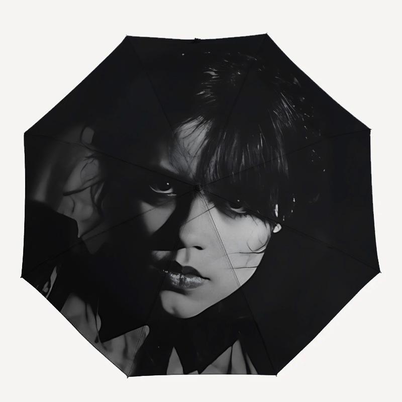 

1pc Wednesday Addams Automatic Umbrella 8-Bone Design Compact Gear for Outdoor Travel, Perfect Gift for Friends or Family yy280828198