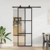 VidaXL Sliding Door Hardware Kit Black 76x205 Cm ESG Glass, Interior Door, Interior Barn Door, Door 3375902