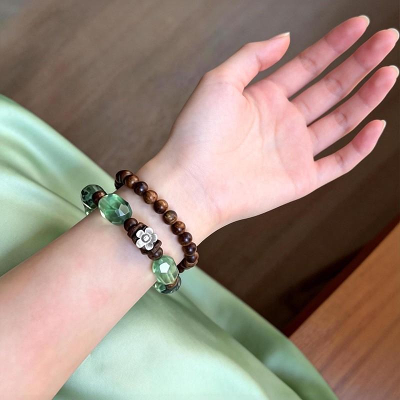 Bracelet Women Natural Green Fluorite Beaded Jewelry Fashion Office Style