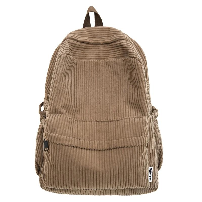 Solid Nyl Soft Sewing Thread Zipper School Bags Corduroy Casaul Softback Youth Backpack 2026 High Quality Large Capacity Bags