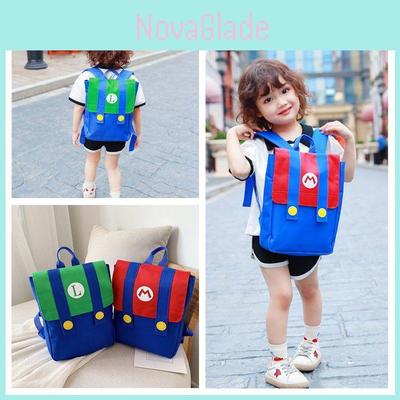 Mario Style Design Backpack For Kids And Fans Durable Canvas Material Breathable Shoulder Straps Multi-purpose Travel Bag