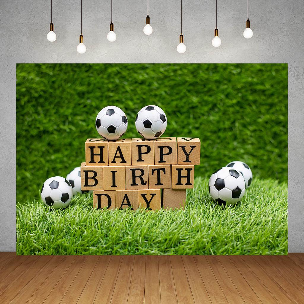 Football Theme Birthday Backdrop Photocall Green Grass Boy Baby Children Family Background Photography Photo Studio Photozone
