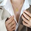 Creative Smiley Face Portrait Pendant Necklace - Gold Plated Titanium Steel Clavicle Chain, European & American Style