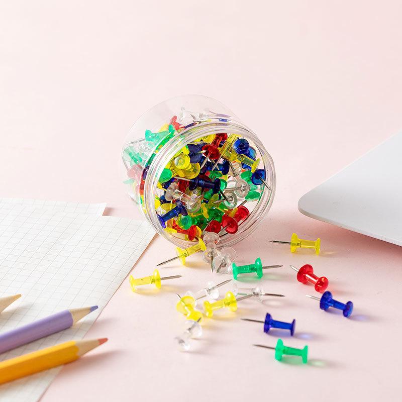 100 szt./pudełko Różne Szpilki do Tablicy Wielokolorowe Plastikowe Szpilki do Wciskania Tablica Korkowa Biuro Szkoła Artykuły Biurowe