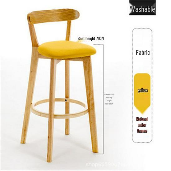 Nordic Solid Wood Modern Bar Stool with Backrest