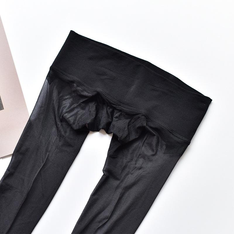 1DSilky Shiny Seamless Stockings Aurora Women's Summer Black Sexy Oily Seamless Ultra-Thin Open Crotch Pantyhose