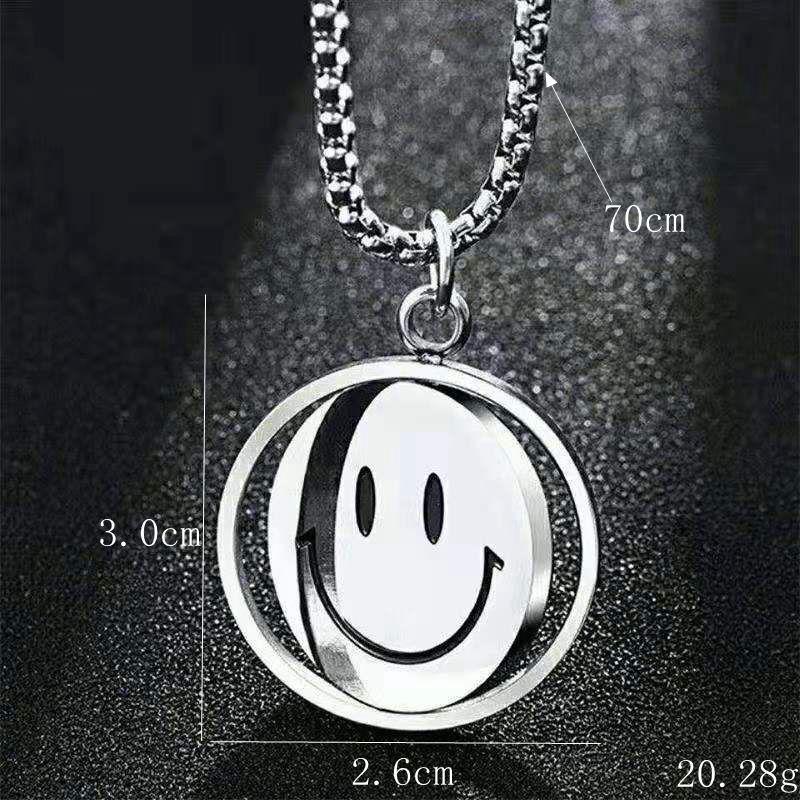 

Унисекс Минималистичное вращающееся ожерелье в стиле хип-хоп со смайликом и двусторонней подвеской