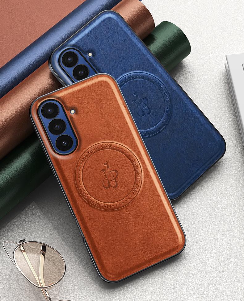 Samsung Z Fold7 Magnetic Leather Case: Anti-Drop, Invisible Stand