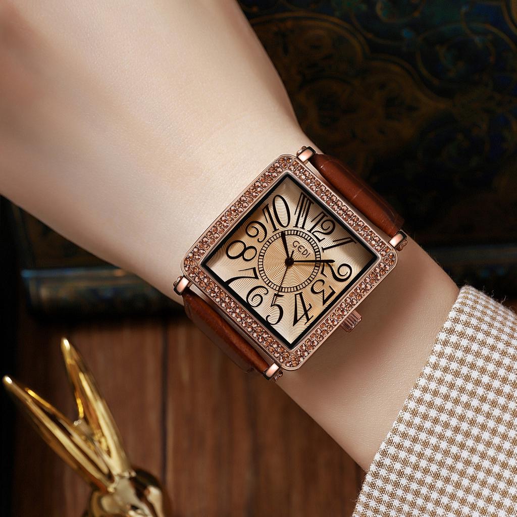Retro Square Women'S Watch Light Luxury Diamond Belt Quartz Watch Women'S Premium Belt Watch