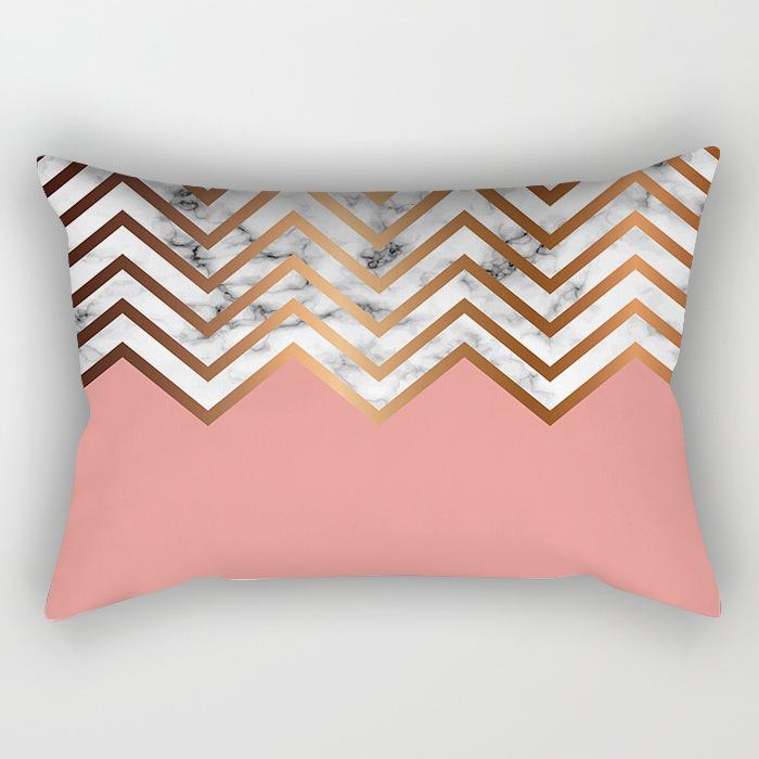 Ins Pink Geometric Waist Pillow Case Car Sofa Pillow Cushion Cover Pillow Case Pillow Case Pillow Case