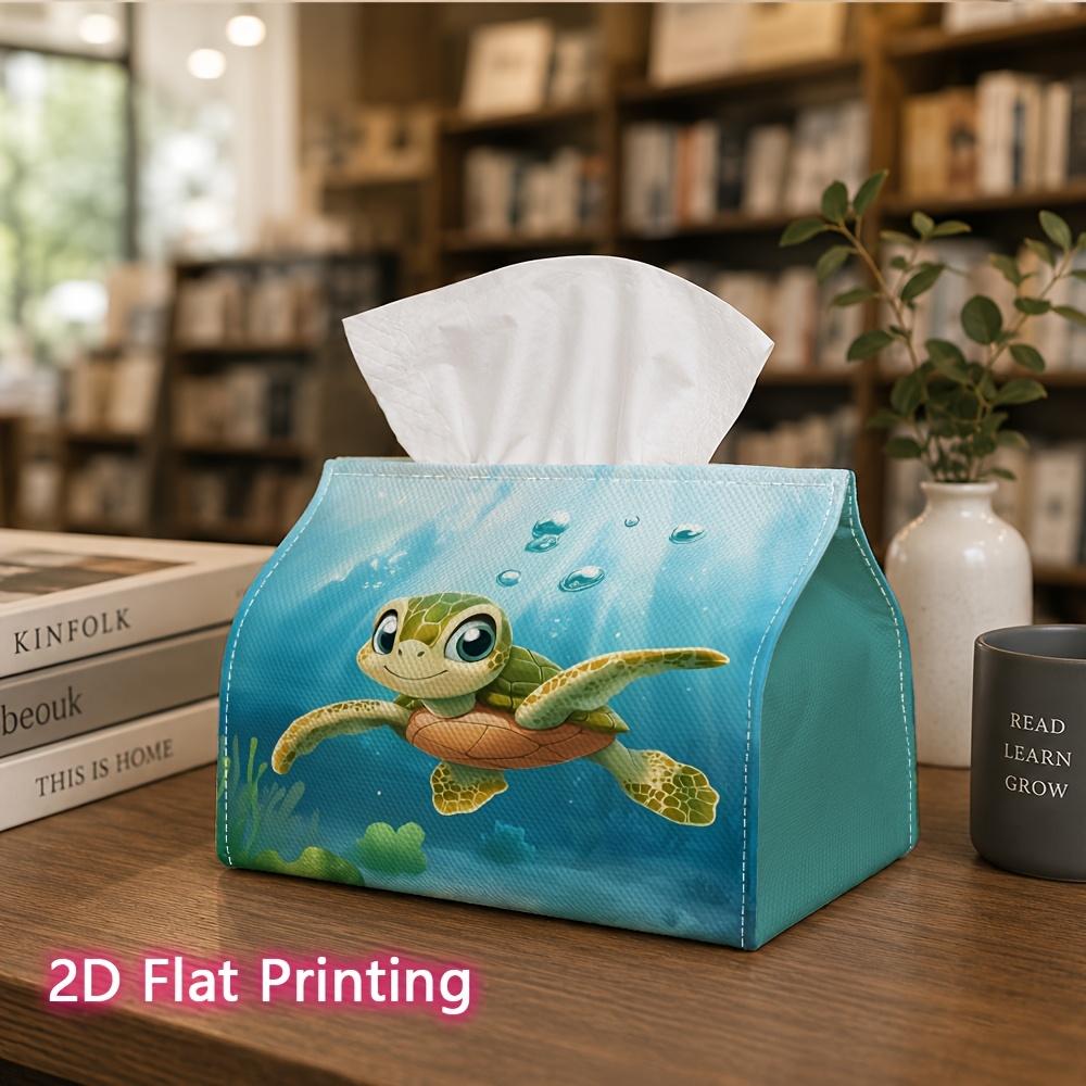1pc, 2d Flat Printing, Tissue Box Cute Cartoon Pattern of Little Turtles Printed Tissue Box, Suitable for Kitchen, Living Room, Bedroom, and Carr, Fas