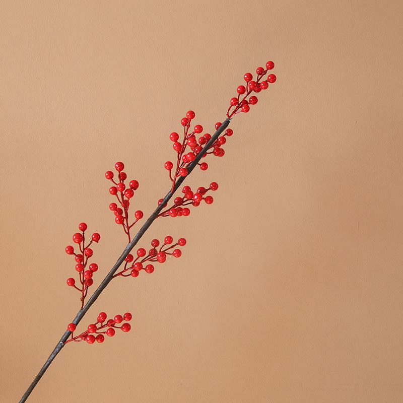 Red Fruit Golden Berry Chinese New Year Spring Festival Home Decoration Simulation Flower Golden Eucalyptus Leaf Small Fan Leaf
