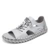 Fashion Summer Hot Selling Men's Leather Casual Shoes Hollowed Out Cool Daily Flat Shoes Men's Beach Sandals Lace Up Handmade Soles