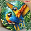 Vintage Metal Wall Art Colorful Parrots Tropical Leaves Aluminum Plaque Home Decor Indoor Outdoor Gift